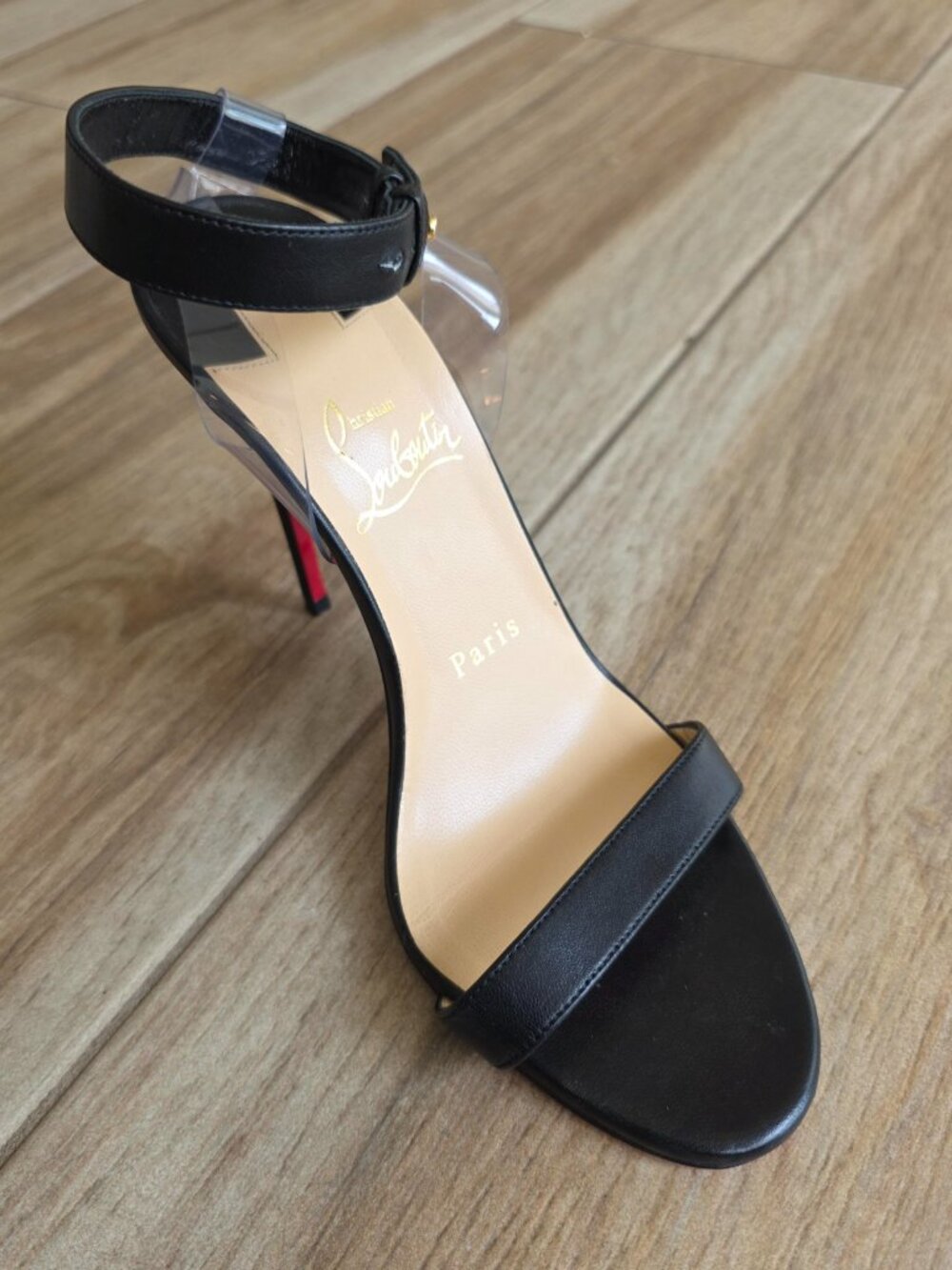 Christian Louboutin Jonatina Black Leather Sandals Strappy Eur. 37
